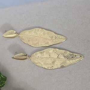 Gold Filled Palm Leaf Drop Earrings
